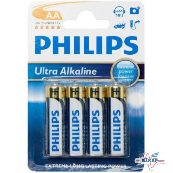 Батарейка "пальчиковая"(уп. 4шт.) LR06/AA (пр-во Philips)