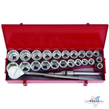 Набор головок дюймовых (7/8"-2") и метрич. (22-50) 25 ед. (KingTony)