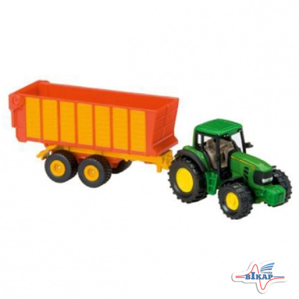 Модель трактора John Deere 7530 с прицепом M1:87, JD