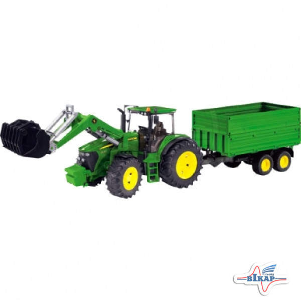 Модель трактора JD7930 с фронтальным погрузчиком и прицепом М1:16, JD
