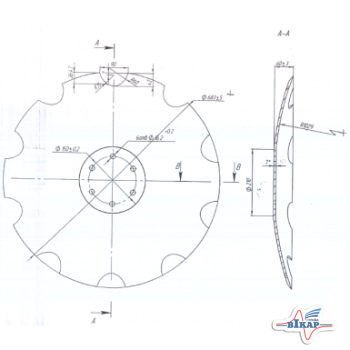 Диск бороны (ромашка)(00311081) Horsch Tiger (Днар=683 мм) z=10 (Борированный) (Велес-Агро)