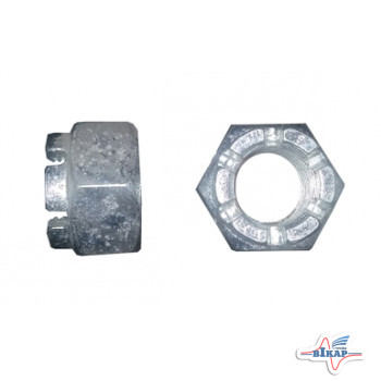 Гайка М36 шкворня балансира прицепа (корончатая) TO-26