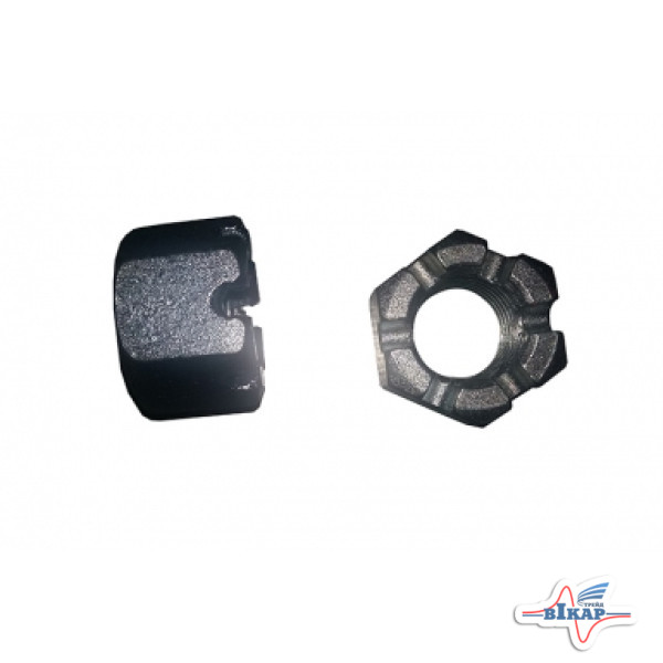 Гайка М24 шкворня-рессоры балансира прицепа (корончатая) TO-26